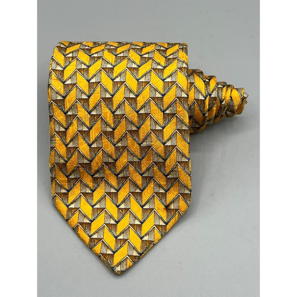 ERMENEGILDO ZEGNA Men's Silk Necktie ITALY Designer Geometric L: 59.5" W:3.75" - Picture 9 of 11